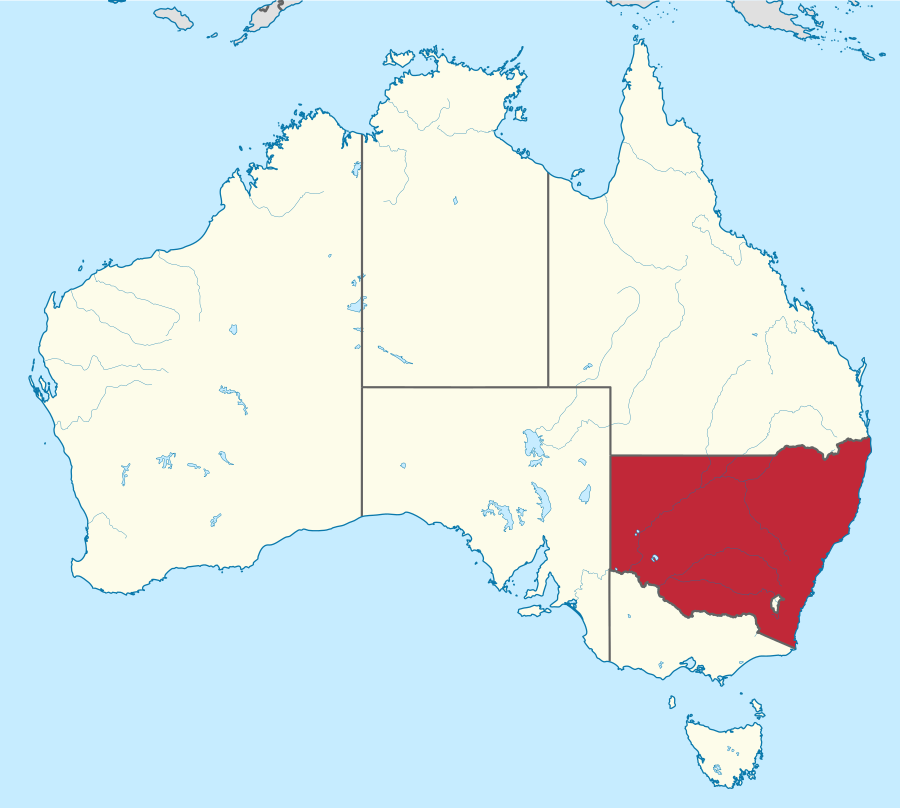 Map of Australia highlighting New South Wales